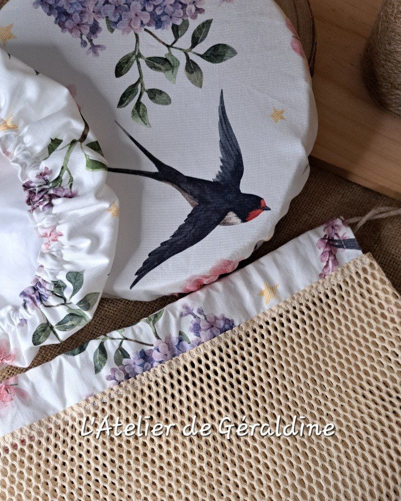 L'Atelier de Géraldine nous partage ses créations avec le tissu fleurs et oiseaux.
