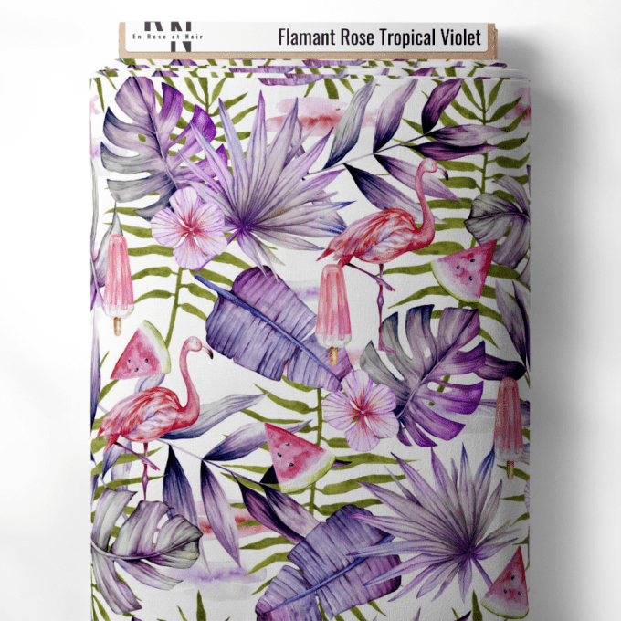 Tissu flamant rose tropical violet