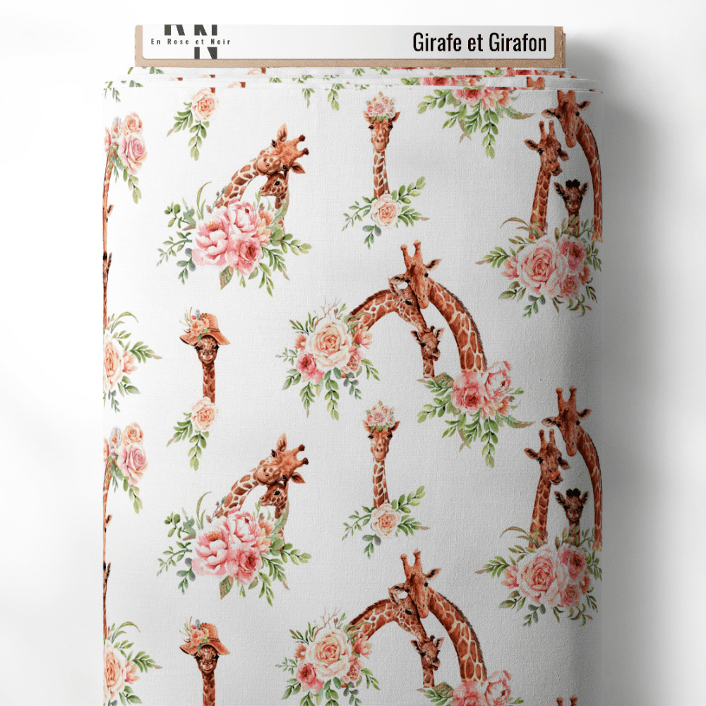 Tissu girafe et girafon
