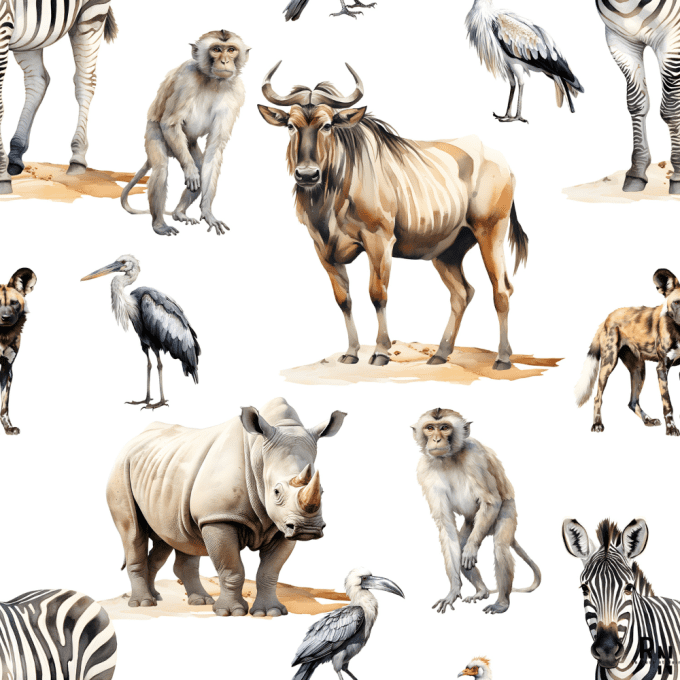 Tissu safari animaux