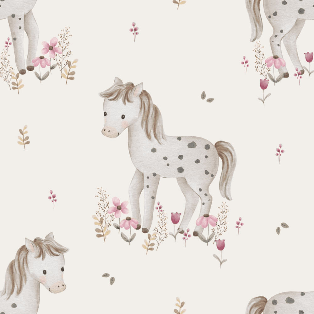 Tissu cheval et fleurs
