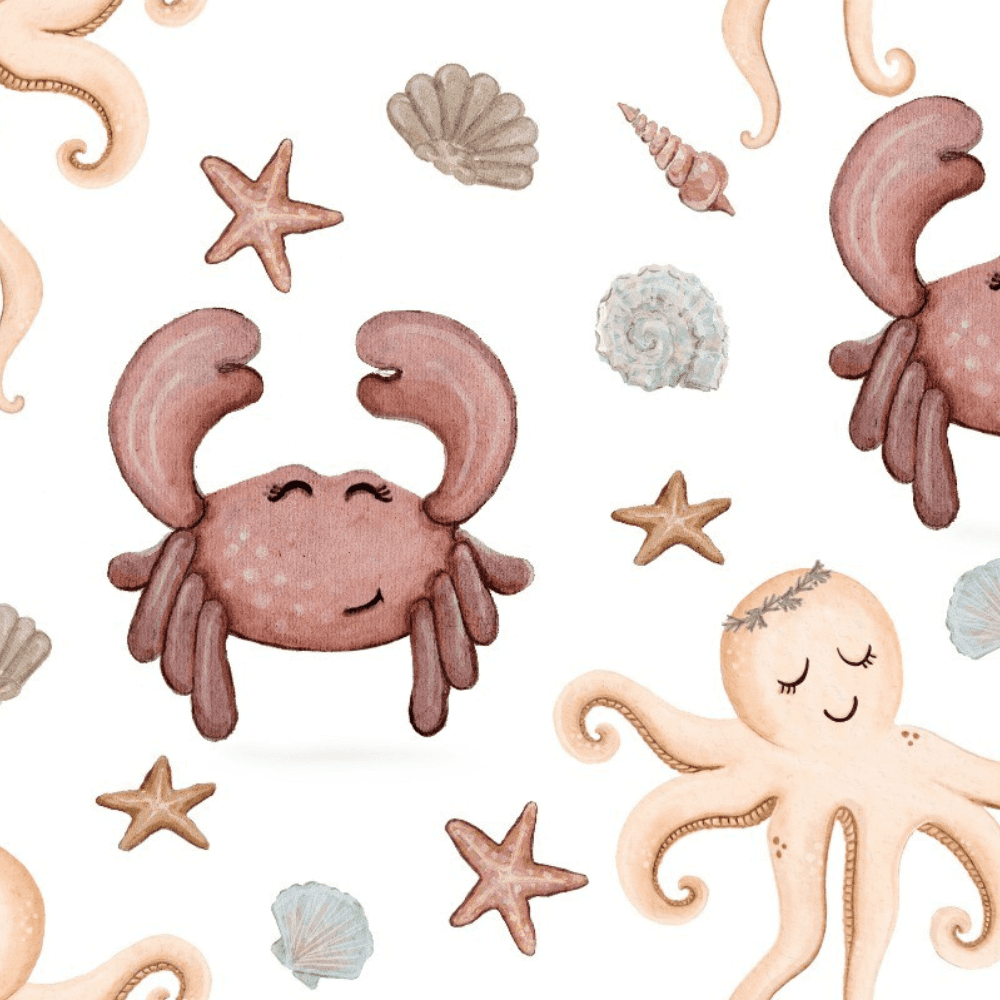 Tissu crabe et méduse