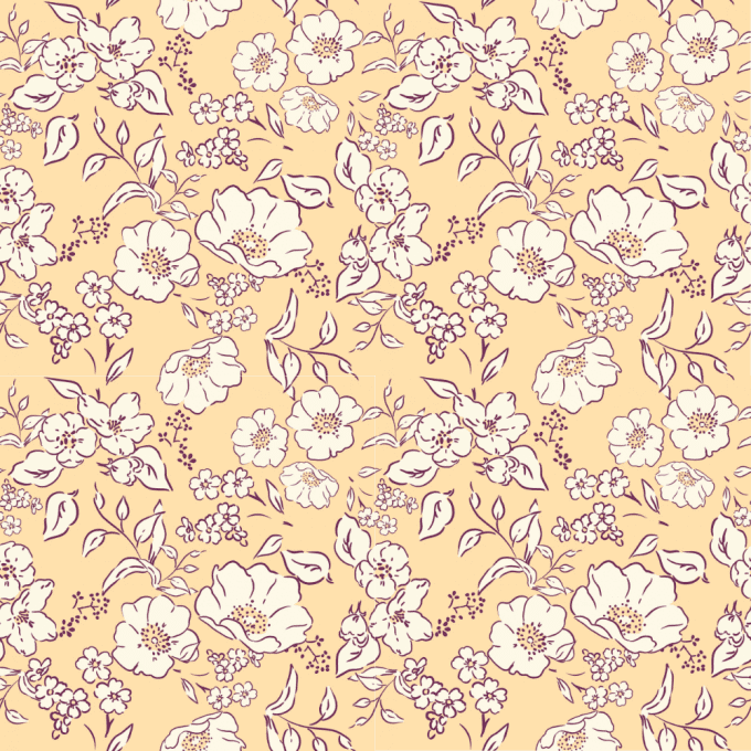 Tissu dessin de fleurs jaune