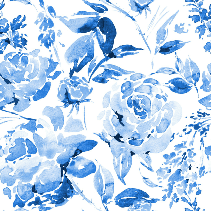 Tissu fleurs nuance de bleu