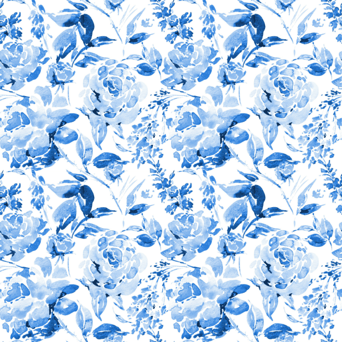 Tissu fleurs nuance de bleu