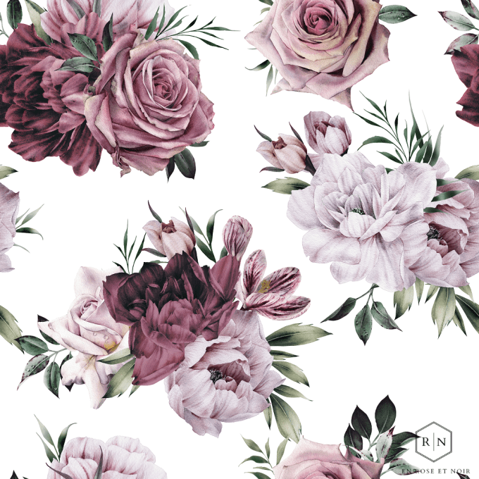 Tissu fleurs violettes