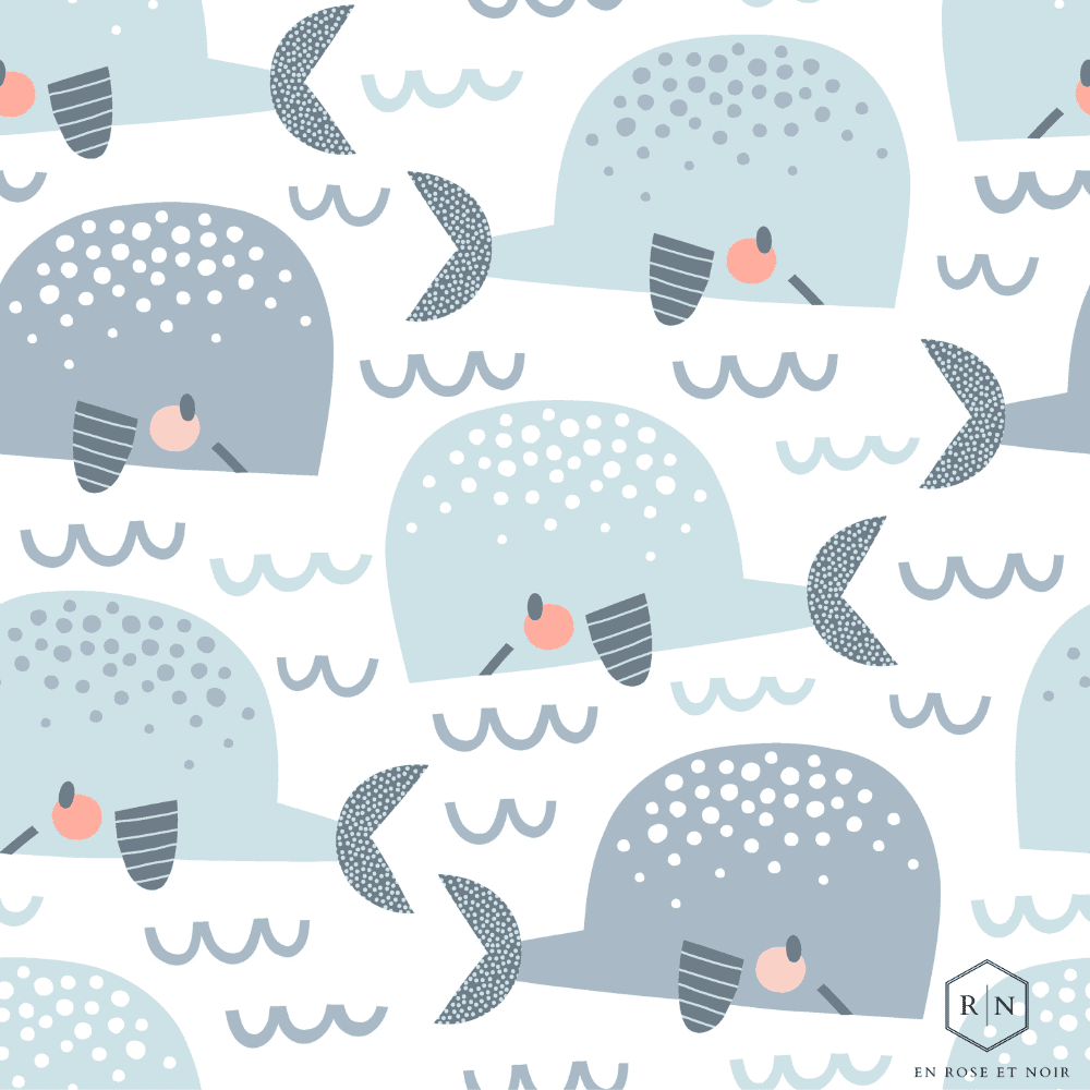 Tissu océan baleine